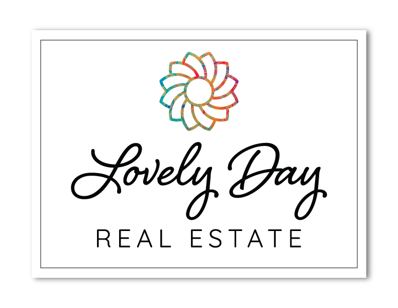 A logo consisting of a multi colored stylized flower above black text that reads Lovely Day Real Estate, a Granbury real estate firm.