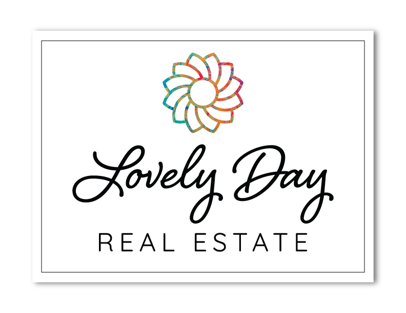 A logo consisting of a multi-colored stylized flower above black text that reads Lovely Day Real Estate, a Granbury real estate firm.